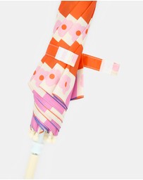 Morgan & Taylor - Flower Check Kids Umbrella in Blue, Pink and Peachy Orange