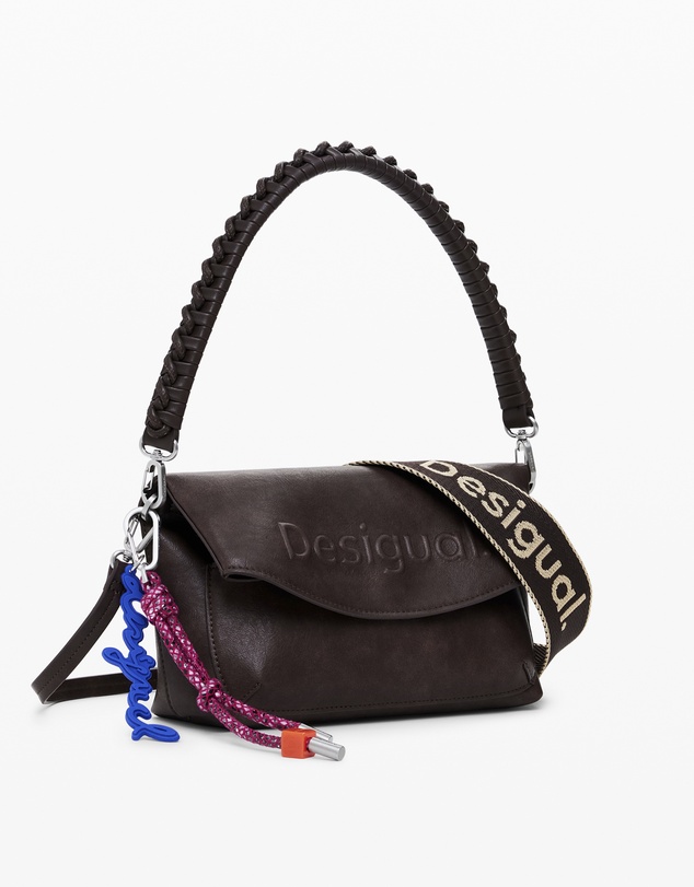 Desigual - Medium faux suede bag with 3D logo