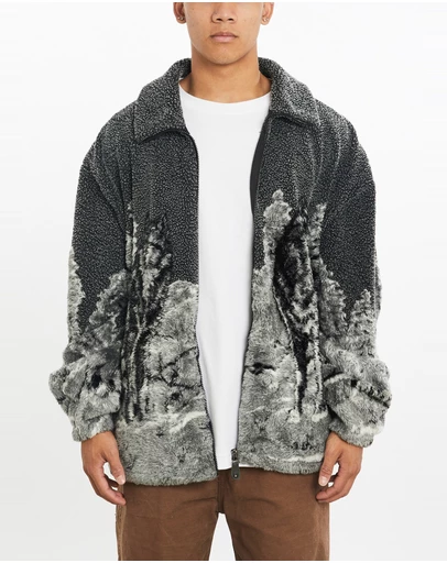 Vintage by The Real Deal - Pre Loved - Vintage All Over Print Wolf Wildlife Fleece Jacket