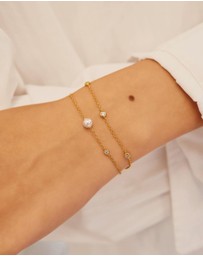 Ania Haie - Gold Shell Pearl & Bezel-Set Sparkle Bracelet