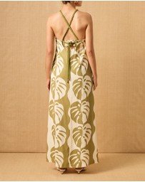 MON RENN - Midsummer Palm Strapless Dress
