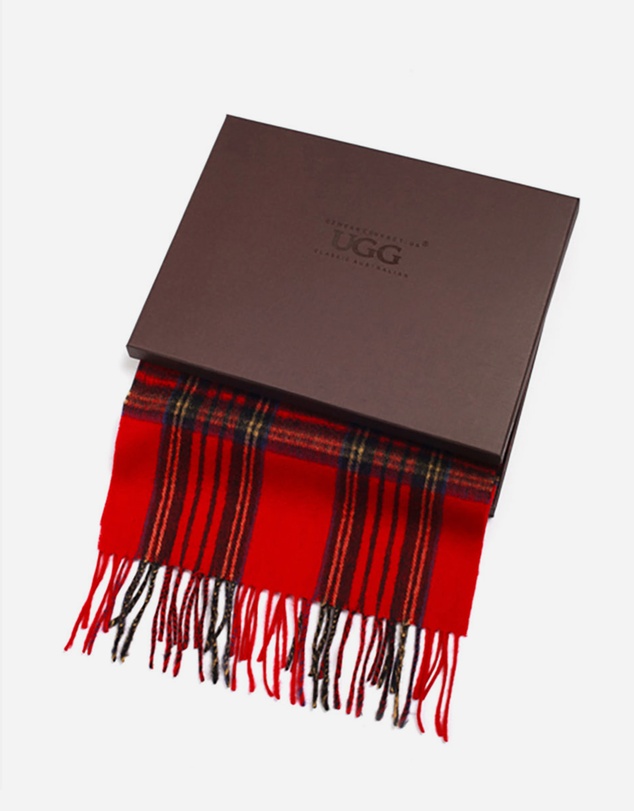 Ozwear Connection Uggs - Ugg 100% Wool Scarf Check Red and Navy
