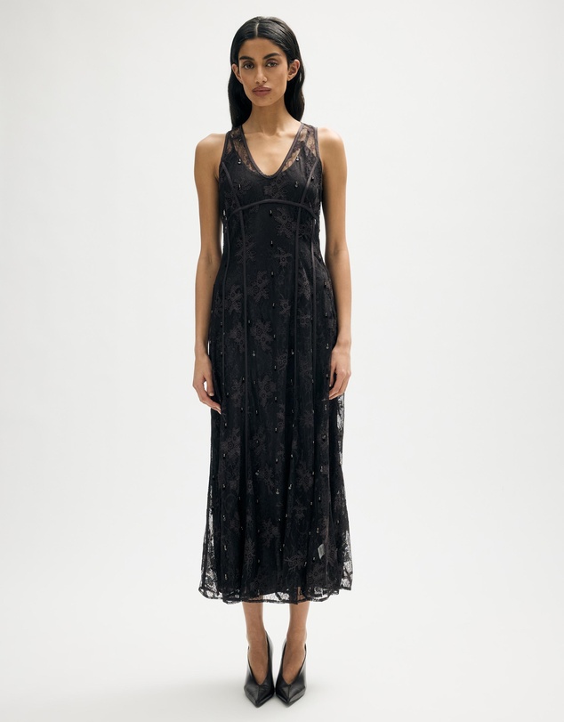 Minima Esenciales - Ninon Beaded Lace Midi Dress