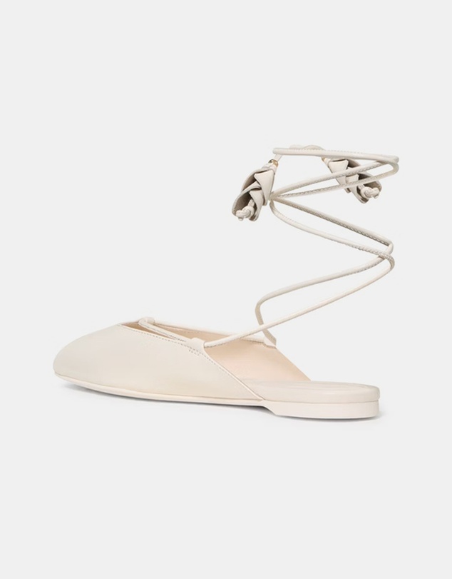 Kate Spade - Eloise Floral Smooth Leather Ankle Wrap Mule Flats