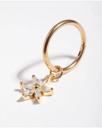 Lovisa - Gold Surgical Steel Cubic Zirconia Flower Belly Ring