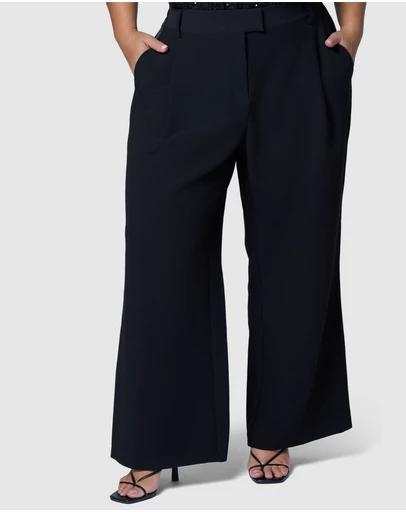 Pink Dusk by Curve Project - Fired Up Satin Trim Pant