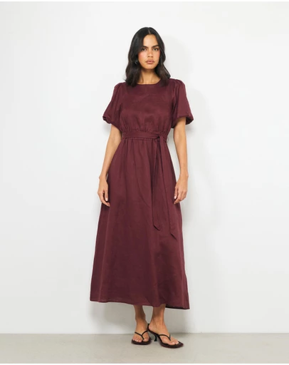 AERE - Myla Linen Midi Dress