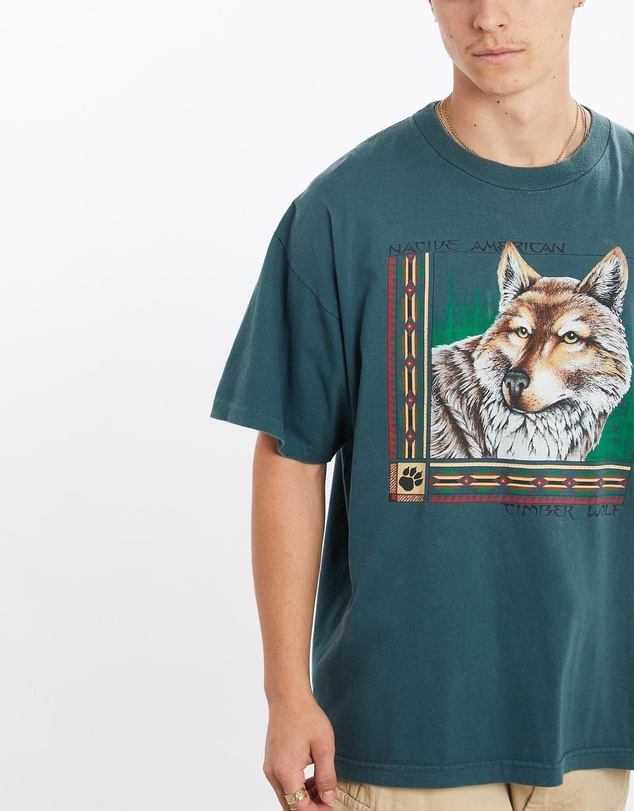 Vintage by The Real Deal - Pre Loved - Vintage 90s Timber Wolf Wildlife Tee