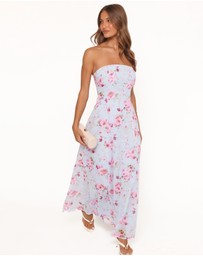 Petal & Pup - Vegas Strapless Maxi Dress - Blue Floral