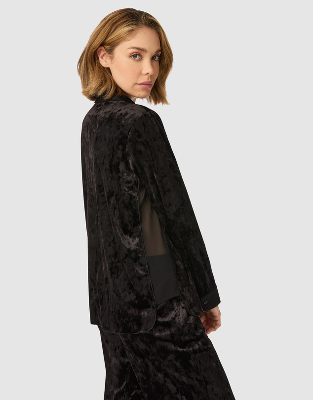 DKNY - Crushed Velour Button-Up Long Sleeve Long Pyjama Set
