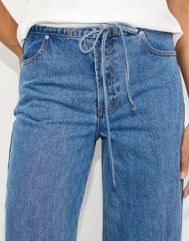 Dazie - Budapest Tie Front Low Rise Straight Leg Jeans