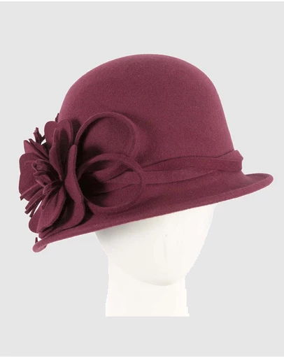 Max Alexander - Winter Felt Wine Cloche Hat