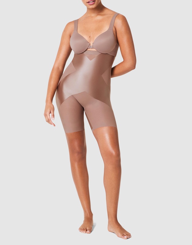 Spanx - Shaping Satin High-Waisted Booty-Lifting X Midthigh Shorts