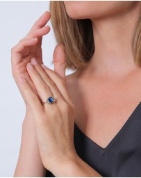 Elli Jewelry - Ring with Stones Rectangle Sapphire 925 Sterling Silver Gold-plated