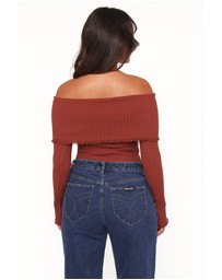 Petal & Pup - Sirmione Off Shoulder Pointelle Top - Burgundy