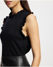 Lindsay Nicholas New York - Frill Crew Neck Shell Top