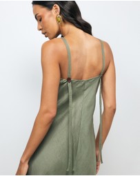 AERE - Jaida Bias Linen Slip Dress