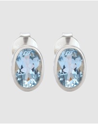 Elli Jewelry - Earrings Stud Topaz Oval 925 Sterling Silver