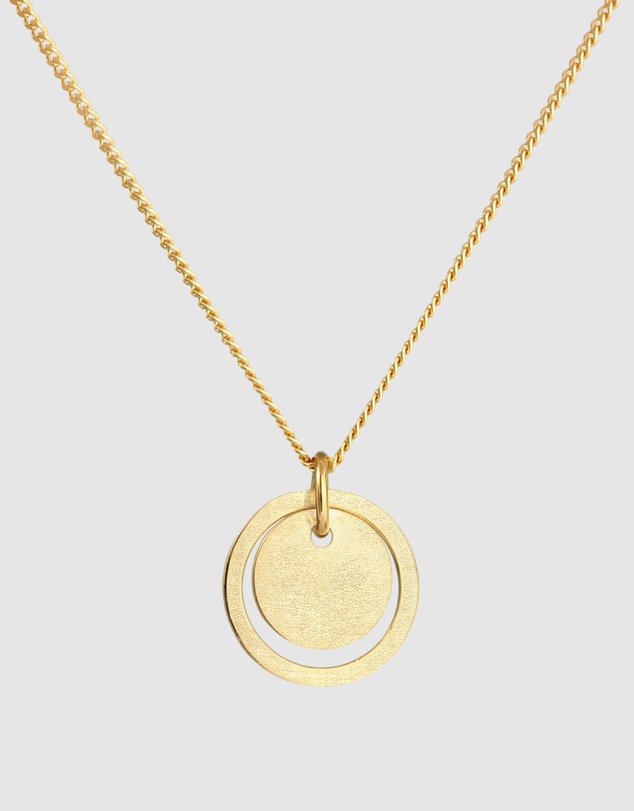 Elli Jewelry - Necklace Circle Pendant Geo Trend Matt Basic in 925 Sterling Silver Gold Plated