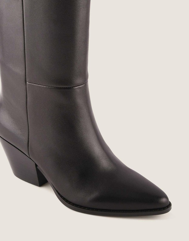 Shelly Shen - Flavia Heel Long Boots Black Leather