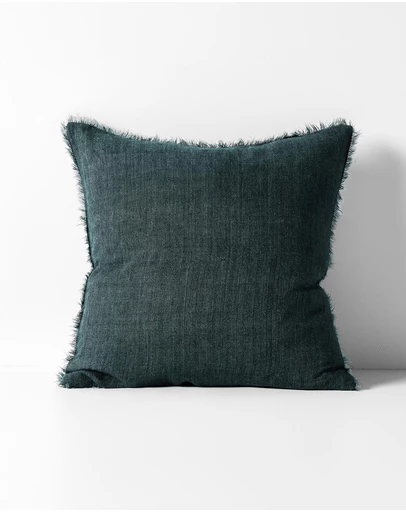 Aura Home - Vintage Linen Fringe Cushion