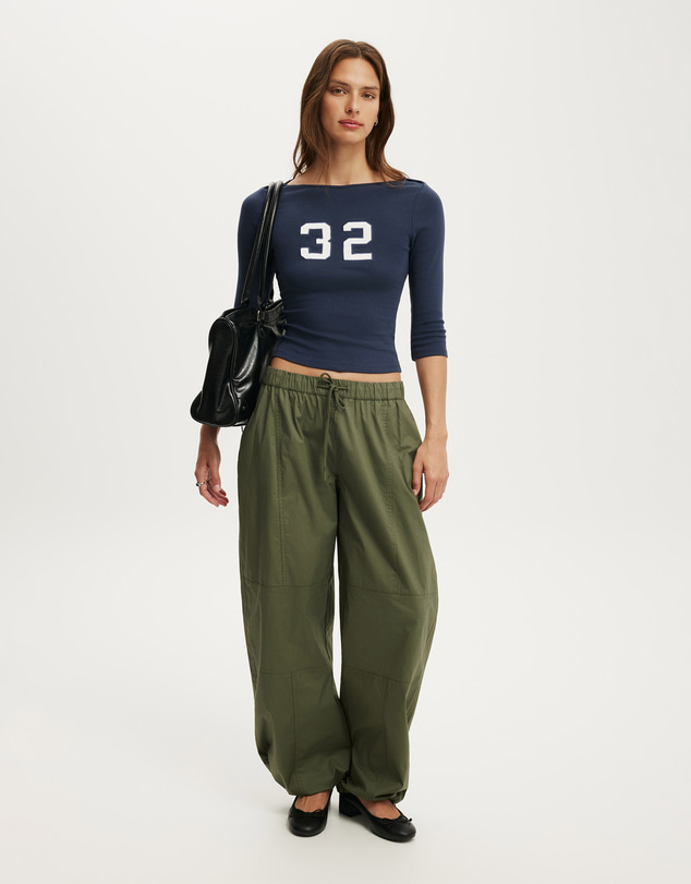 Cotton On - Boat Neck Graphic 3/4 Sleeve