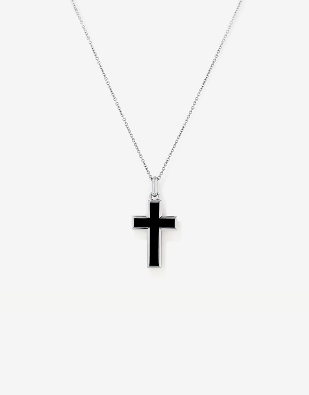 Michael Hill - Onyx Cross Pendant in Silver with 65cm Cable Chain