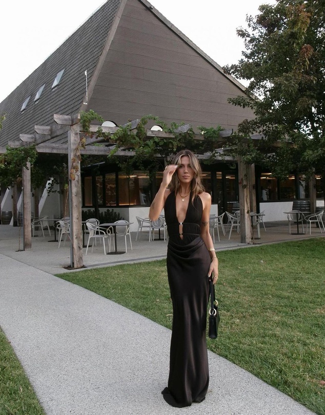 MISHA - Celine Mesh And Satin Gown