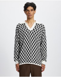 Scotch & Soda - Textured Jacquard Dropped Shoulder Long Sleeve Polo