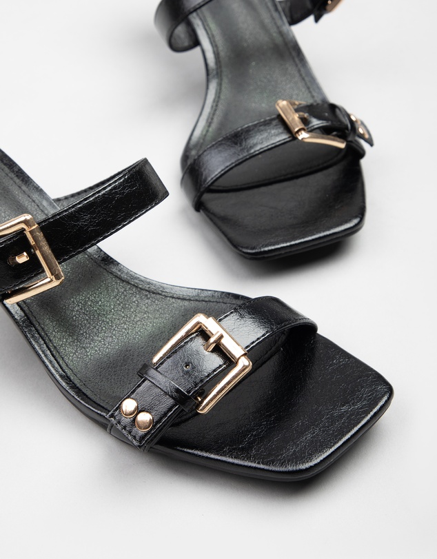 RAID - Mesmerize kitten heeled sandals with buckles in black
