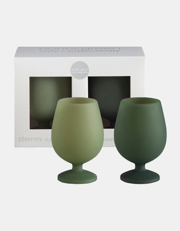 porter green - stemm | silicone unbreakable wine glasses
