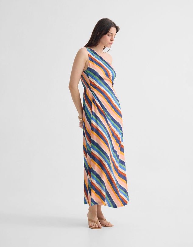 Oxford - Capri Striped One Shoulder Dress