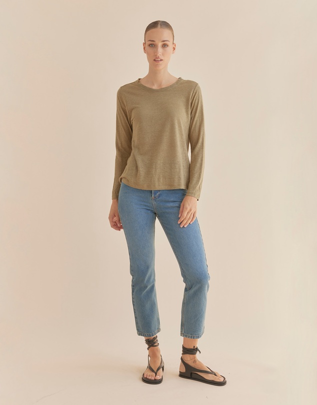 Amelius - Priya Long Sleeve Linen Jersey Top
