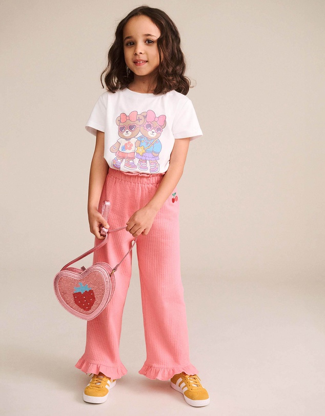 Huxbaby - Cherry Embroidered Frill Pants - Babies-Teens
