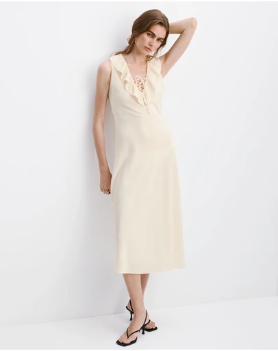 M.N.G - V-Neck Ruffled Dress