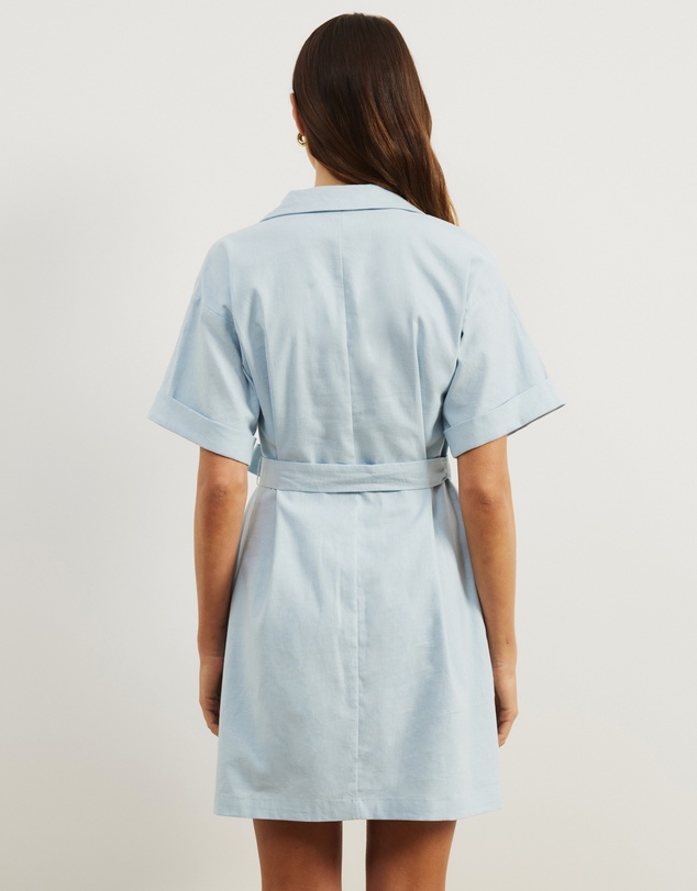 Atmos&Here - Britt Linen Blend Belted Mini Dress