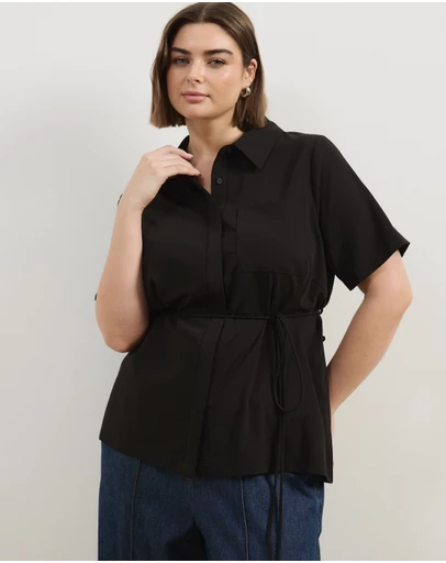 Atmos&Here Curvy - Aveline Tie Back Shirt