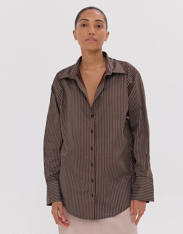 Cloth & Co. - The Dropped Yoke Shirt | Brazil Nut & White