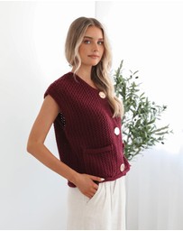 Esther & Co - Vasha Knit Top - Wine
