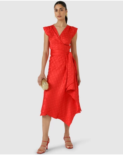 SACHA DRAKE - Crown Wrap Dress In Red