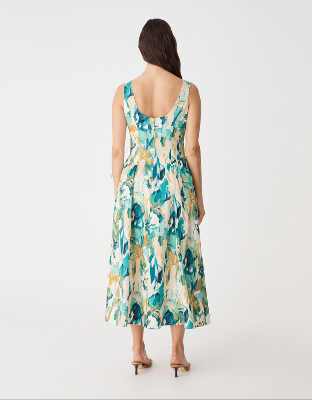 Forcast - Liza Gather Detail Print Dress