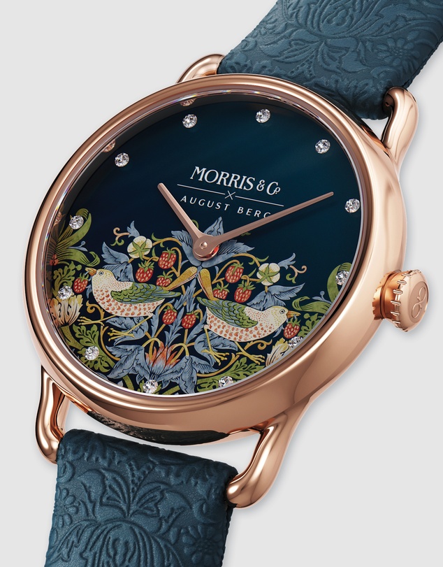 August Berg - Morris & Co 26mm Indigo Strawberry Thief Watch