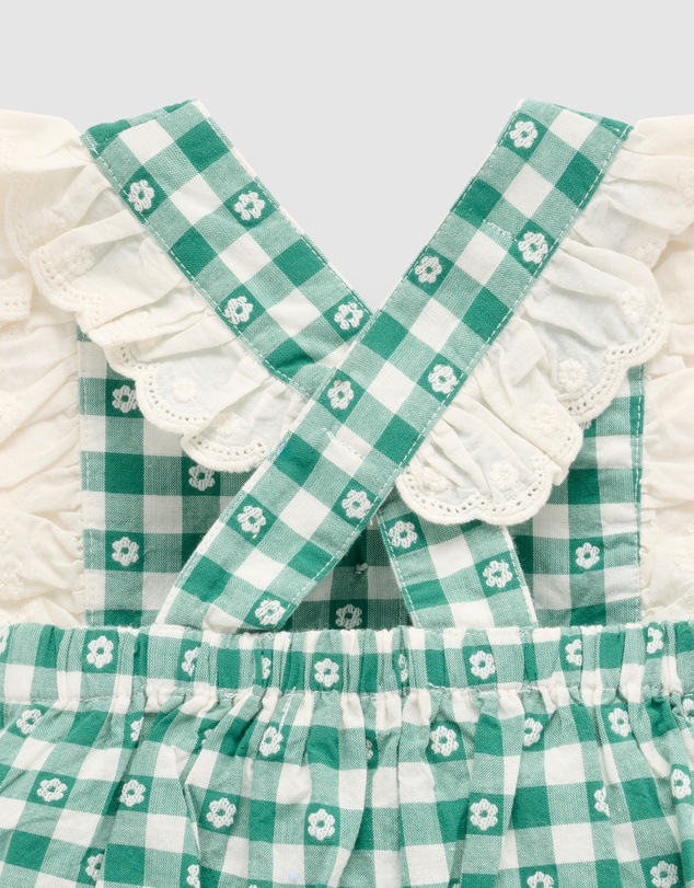Purebaby - Gingham Overall Bodysuit-Kids-Babies