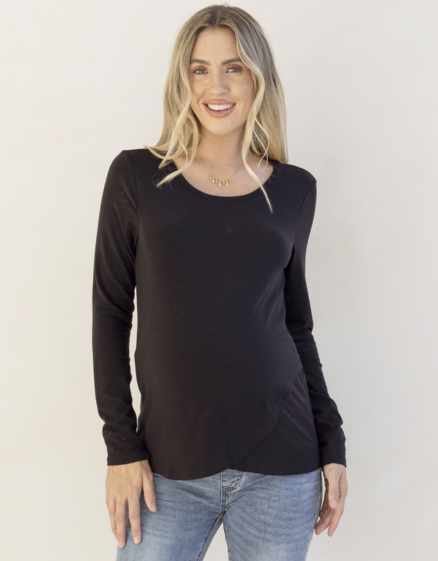 Angel Maternity - Annie Maternity/ Nursing Soft Nursing Top In Black