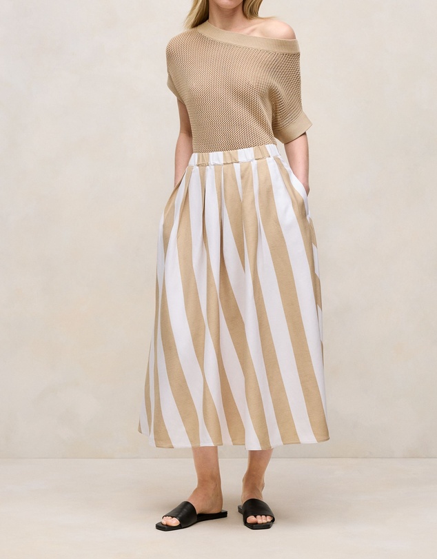 Trenery - Cabana Stripe Skirt in Sand