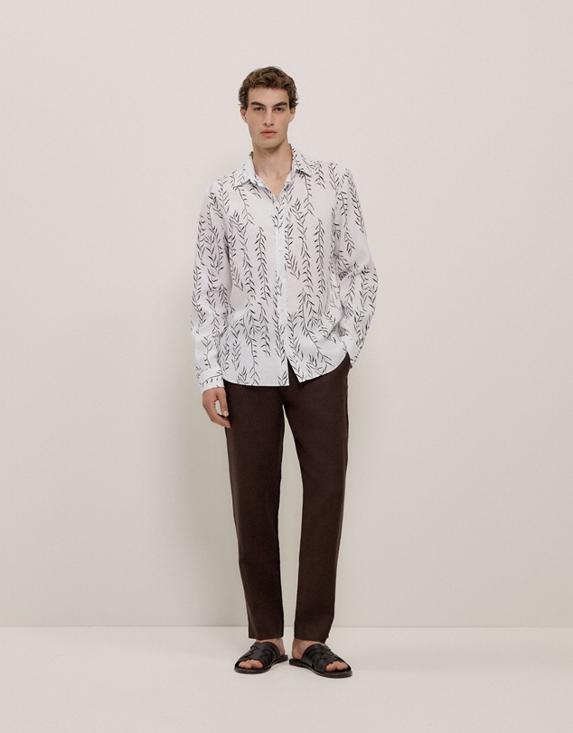 Trenery - Linen Relaxed Tailored Pant in Coffee