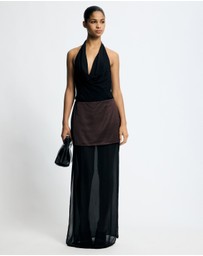 Lover - Jett Solid And Sheer Cowl Maxi Dress