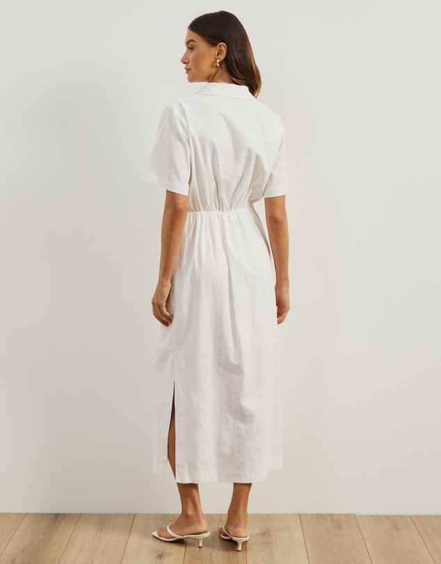 Atmos&Here - Remi Linen Blend Midi Shirt Dress