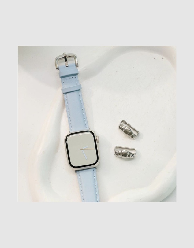 Burga - Burga Apple Watch 42/44/46/49 Leather Band - Silver Clasp Light Blue