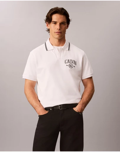 Calvin Klein Jeans - Open Collar Pique Graphic Polo